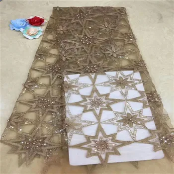 

Nigerian Lace Fabrics For Wedding sequins beads, Green Lace Fabric For Wedding Dresses, 3D Floral Lace Fabric Dubai Lace glod