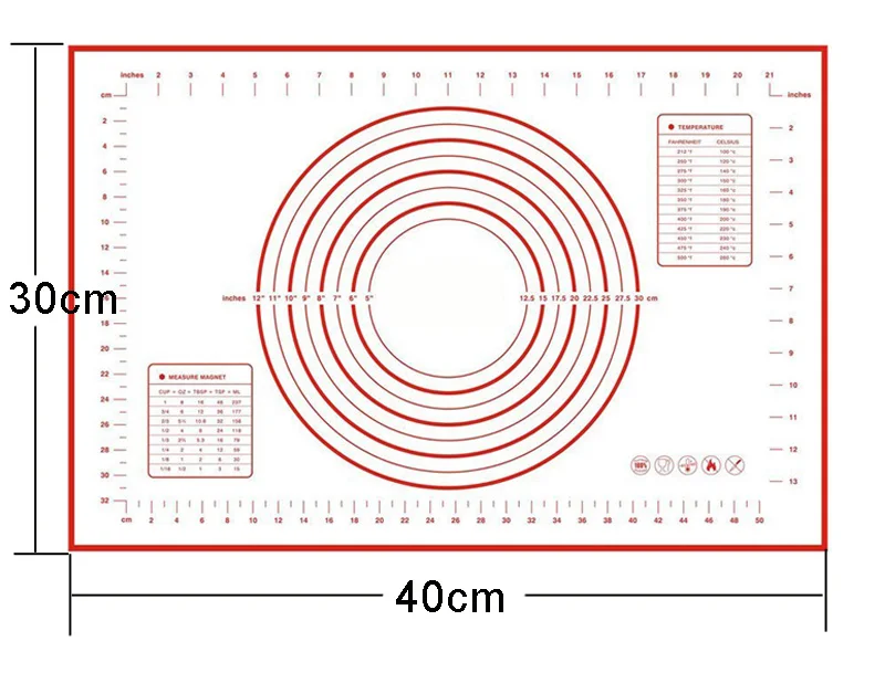 Springreen 60*40/40*30 см антипригарный силиконовый коврик для выпечки со шкалой прокатки теста коврик для замеса коврик для приготовления кондитерских изделий лист для духовки - Цвет: 40x30