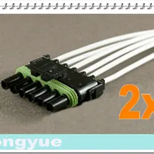 Longyue 2 шт. 6-Way Женский comnector свинья хвост Погодный пакет жгутов 25 см провода