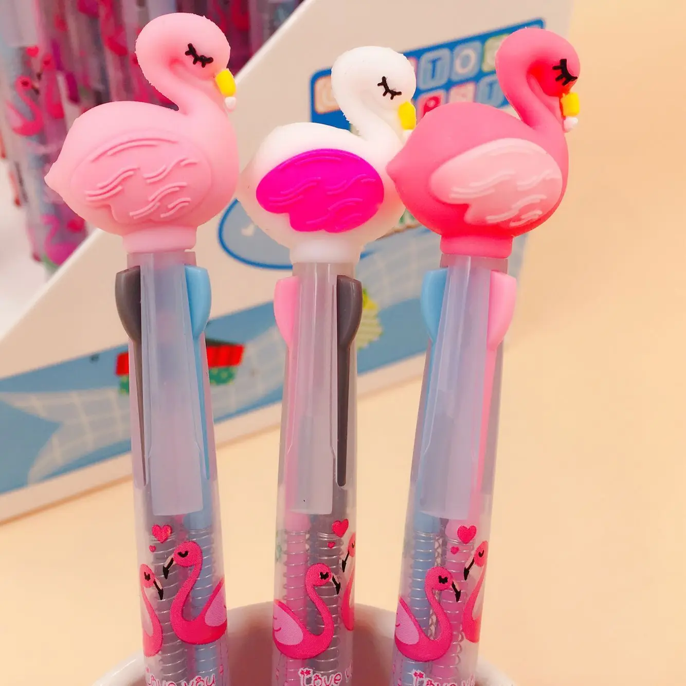 

3 pcs/lot Flamingo Black Red Blue 3 Colors Chunky Ballpoint Pen School Office Supply Gift Stationery Papelaria Escolar