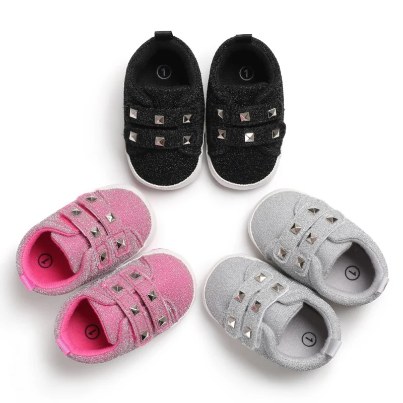 

Infant Babies Boy Girl Shoes Sole Soft Cotton Solid Footwear For Newborns Toddler Crib Rivet Shoes For 0-18M