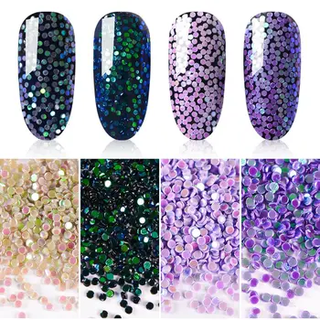 Skup Mtssii 4 Pudełka/zestaw Płatki Glitter Błyszczące Okrągłe Kolorowe 3D Holograficzne Błyskotka Cekiny Zdobienie Paznokci Dekoracje Manicure