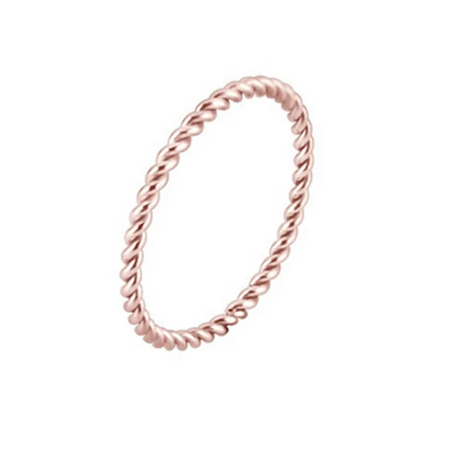 Thin Ring Twist Shape Titanium Steel Rose Gold Sliver Rings Girls Women Party Je Thin Ring Twist Shape Titanium Steel Rose Gold Sliver Rings Girls Women Party Je
