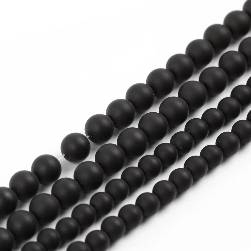 

High Quality Black Matt Round Natural Stone Beads For Jewelry Making Diy Bracelet 4mm 6mm 8mm 10mm 12mm Drop Shipping Wholesale