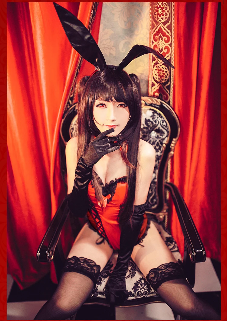 Tokisaki Kurumi сексуальный кролик девушка Cos аниме мультфильм Хэллоуин Дата живой сексуальный кролик девушка косплей костюм