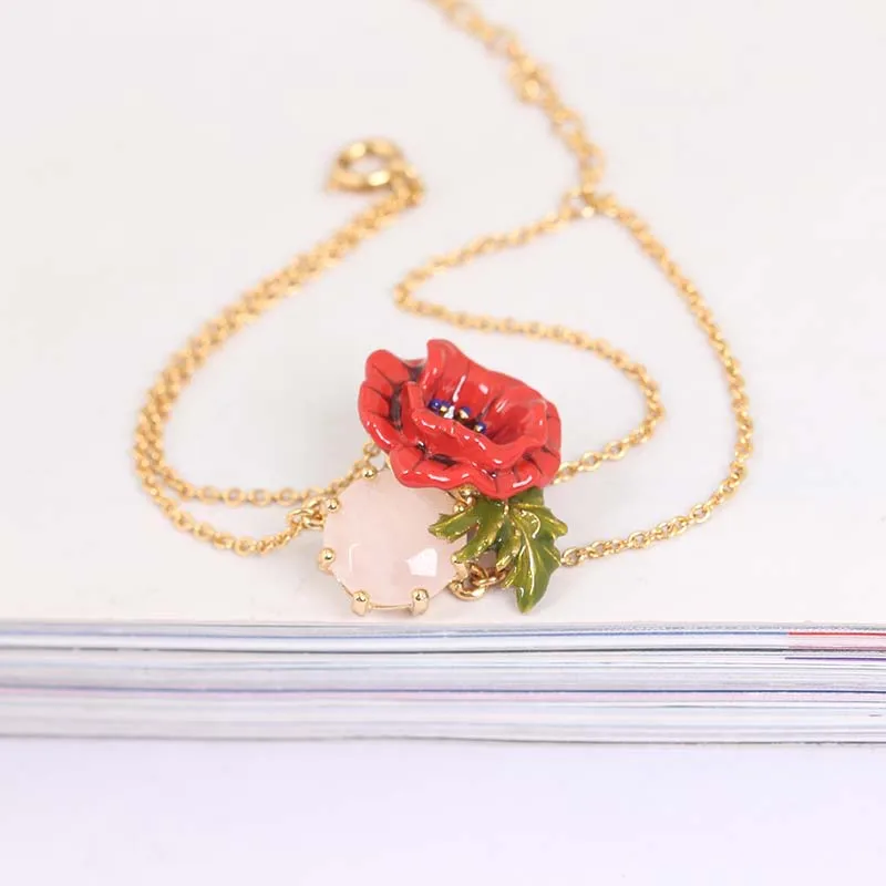 

New Product Be Listed Enamel Red Rose Crystal Crystal Charm 2 Layer Bracelet Double-deck Gold Bracelet Woman Fashion Jewelry