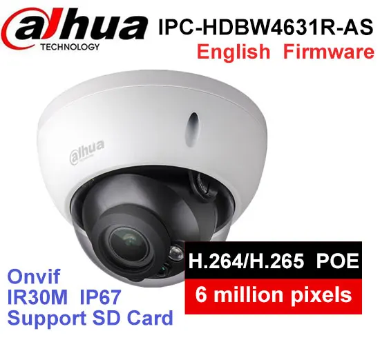 Dahua IPC-HDBW4631R-AS 6MP IP Camera IK10 IP67 IR30M built-in SD card Audio and Alarm interface HDBW4631R-AS POE camera dahua ipc hfw4631k as i6 6mp ip camera built in sd card slot audio alarm interface ip67 ir150m poe camera internet camera