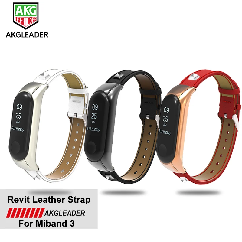

AKGLEADER Newest Personality Revits Wristband For Xiaomi Mi3 Replacement Watch Strap+Metal Case For Xiaomi Mi Band 3 Bracelet