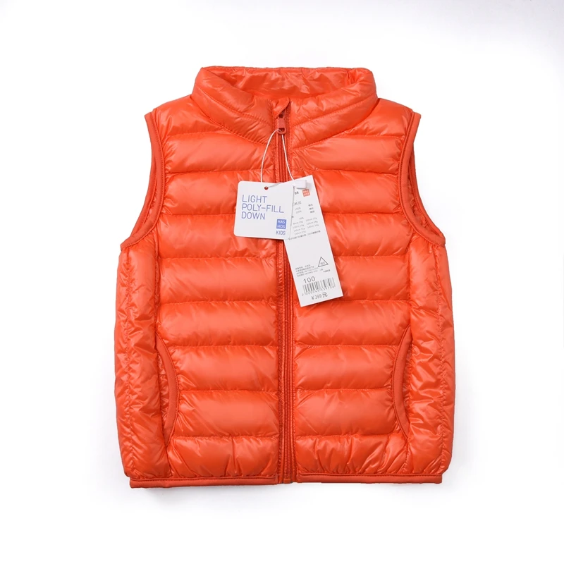 

2018 Winter Simple Casual Sports Vests & Waistcoats Children White Duck Down Waistcoats Boys Casual Turn-down Collar Vest Girls