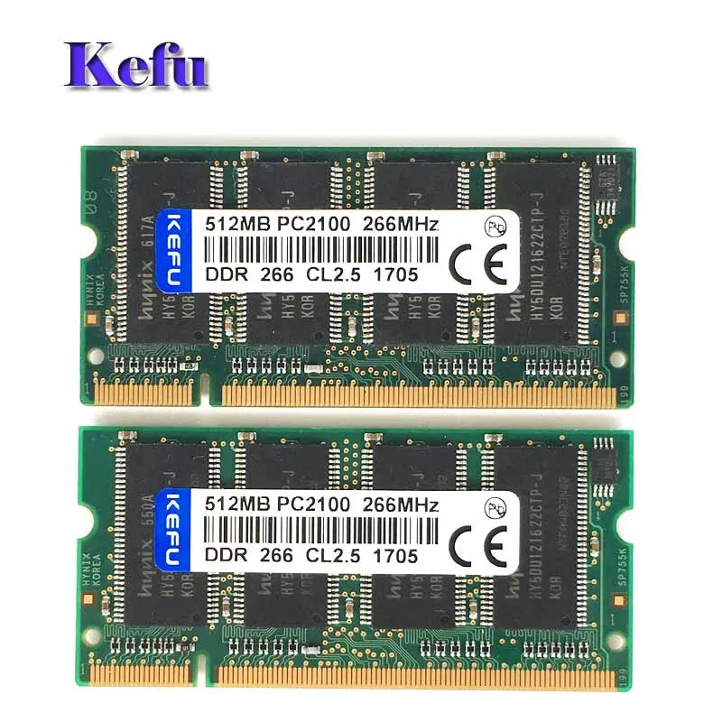Vente HOT 2X512 MB DDR266 PC2100 200PIN SODIMM 266 mhz Ordinateur Portable Mémoire SO DIMM RAM Portable