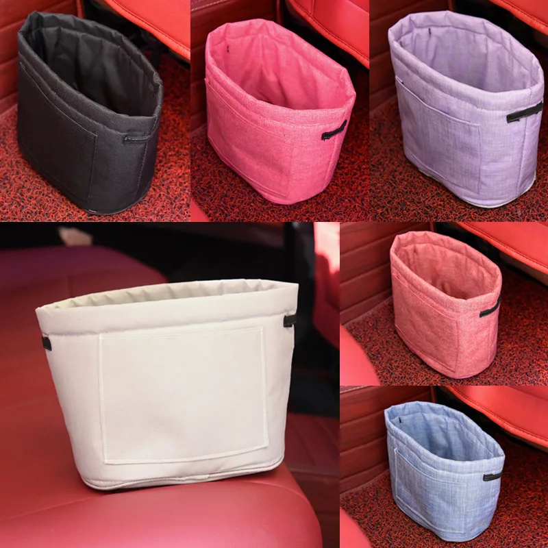 2017 High Quality Environmental Car Trash Basket Oxford Cloth Thickened Car Storage Pouch Portable Velcro Trash