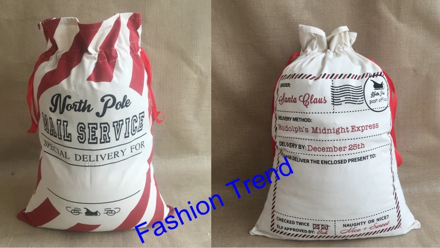 

250pcs monogram santa sack mixed styles good quality Christmas gift bags personalize kids gift sack bag indoor decoration