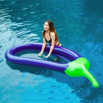 

220*110cm Inflatable Giant Eggplant Pool Float Mattress Sunbathe Bed Swimming Ring Circle Beach Mat Water Party Toys Kids Adults