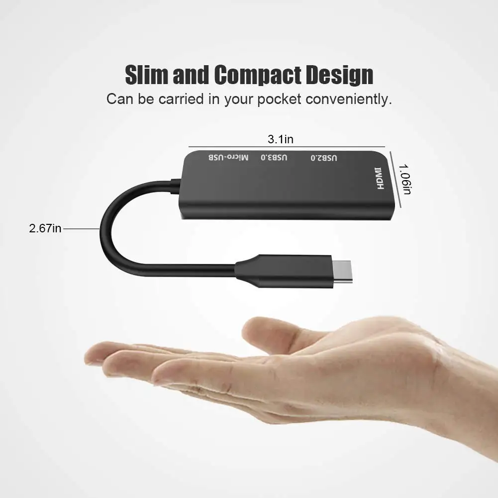 Usb C концентратор 4 в 1 мульти порт type-C адаптер к 4K Hdmi порт, Usb 3,0 и Usb 2,0, Pd зарядный порт совместим с Mackbook Pro