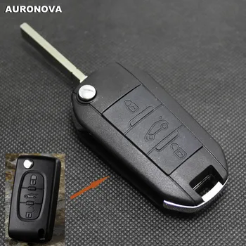 

AURONOVA New Upgrade Folding Key Shell for Peugeot 307 308 408 3 Buttons Remote Car Key Case Side Groove Blade
