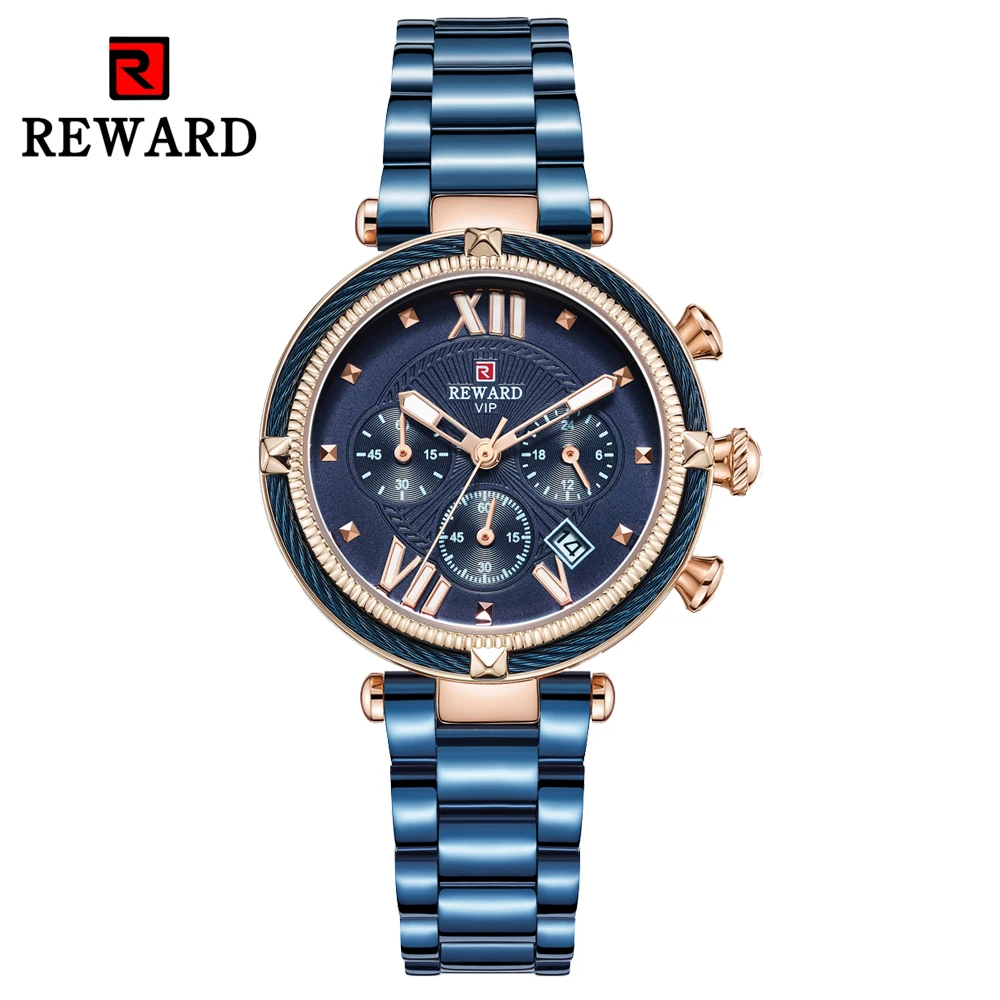 

REWARD Women Watches 2019 Relogio Feminino Luxury Brand Ladies Dress Quartz Wrist Watch Full Steel Chronograph Sport Watch Women
