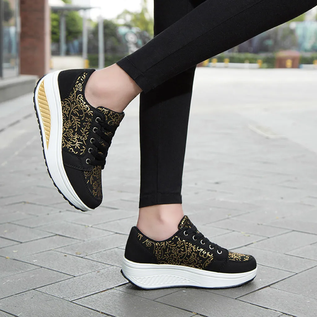 

2019 Women's Fashion Casual Lace Up Breathable Sport Running Platform Sneakers Shoes zapatillas de deporte de las mujeres#BY30