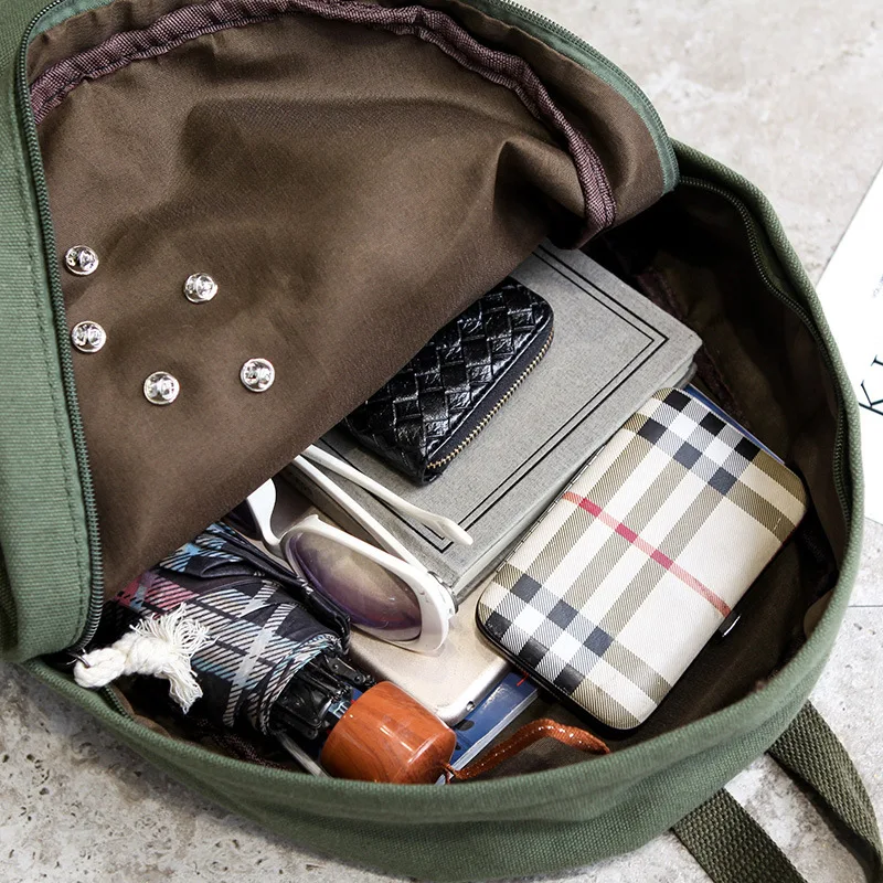 2018 Solid Color Canvas Women Backpack High Capacity School Bag Student Adolescent Girl Backpack Female Rucksack Mochila Bagpack