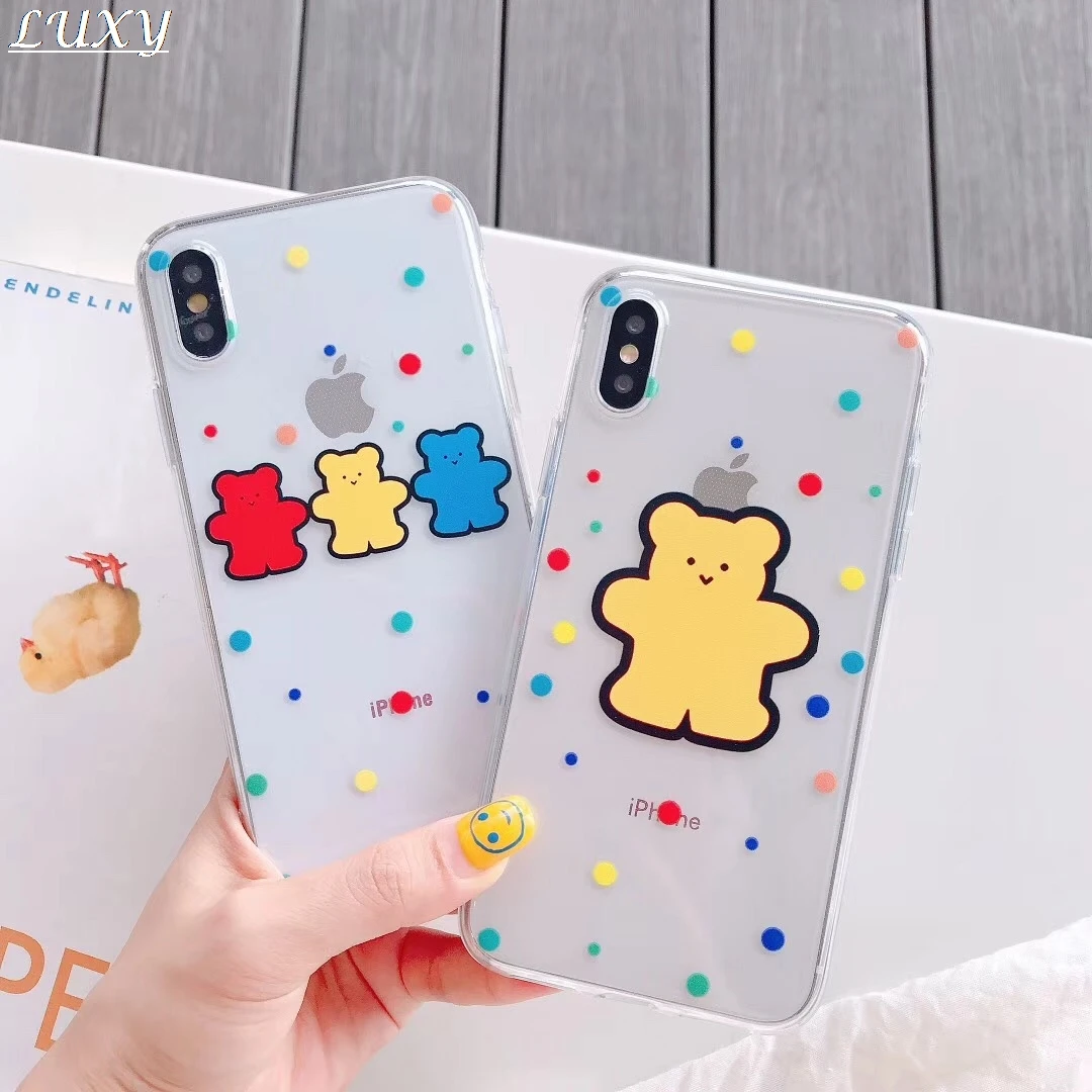 

Korea INS Cookie bear Care Bears Phone Case For Apple iPhone 7 8 6 6s Plus Clear Soft silicone Case For iPhone X XS Max Xr Capa