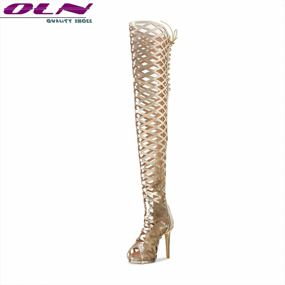 

OLN New Fashion Sexy Women Thigh Super High Boots Peep Toe Over the Knee Boots Plus Size Plus size 3-16 Manual Customization