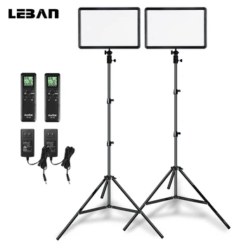 

Godox 2pcs LEDP260C 30W Portable LED Video Light 3300K-5600K Adjustable Color Temperature Panel Lamp with 2pcs 2M Light Stand