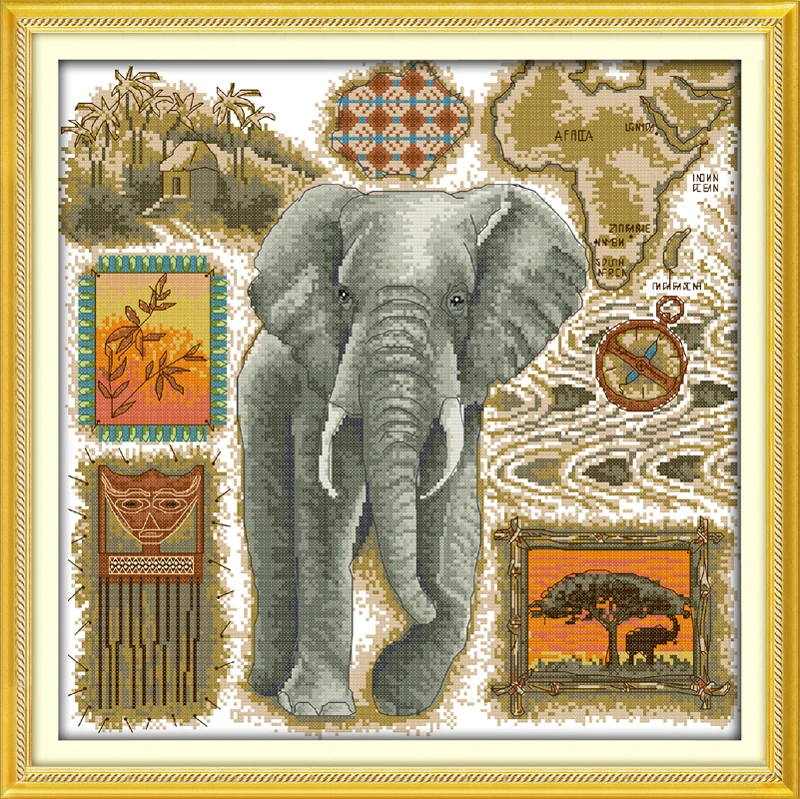Рукоделие DMC Наборы для вышивания крестиком для вышивания Точная печатная Серия животных Слон Семейные узоры счетный крест-сшивание