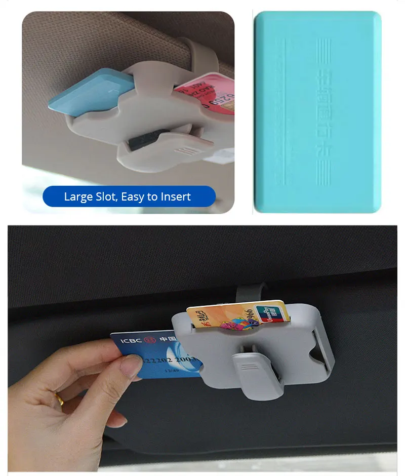 Car Sunglasses Holder Sun Visor Clips Card Organizer Bags Sun Glasses Case Box Stowing Tidying Storage Interior Car Accessories (4)