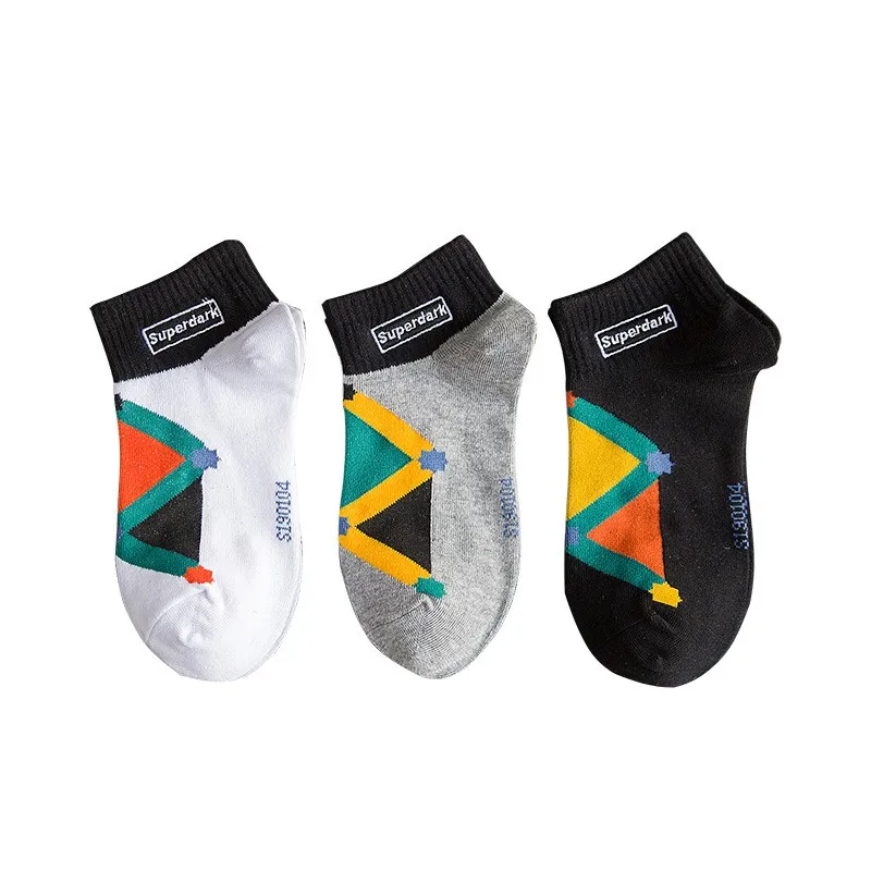 

Men's socks quality men's combed cotton cotton embroidered diamond personality street hip hop skateboard socks men short socks