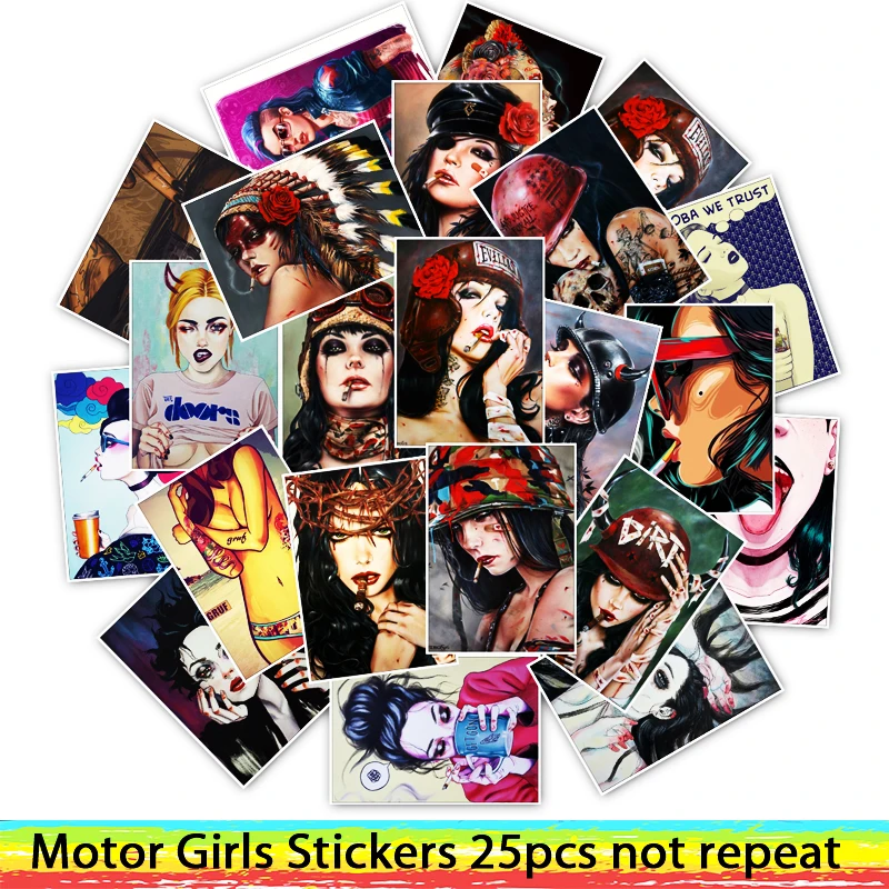 

25pcs Anime Motor Girls Stickers for Skateboard Motorcycle Luggage Cool Funny Sticker Bomb JDM Decals DIY Stickers