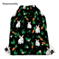 Nopersonality милый узор в виде кролика рюкзак на шнурке Малый Для женщин Дети Путешествия Softback легкий рюкзак мешки Drawstring