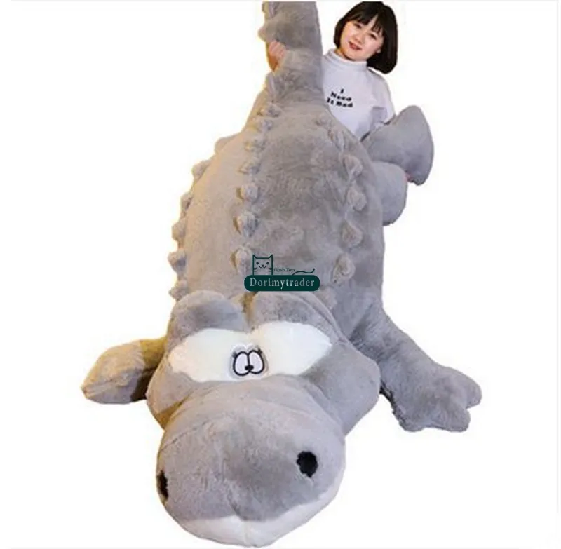 Dorimytrader 200cm Huge Cute Simulated Animal  Crocodile Stuffed Pillow Cushion Big Cartoon Alligator Plush Toy Kids Doll Present DY60155(1)