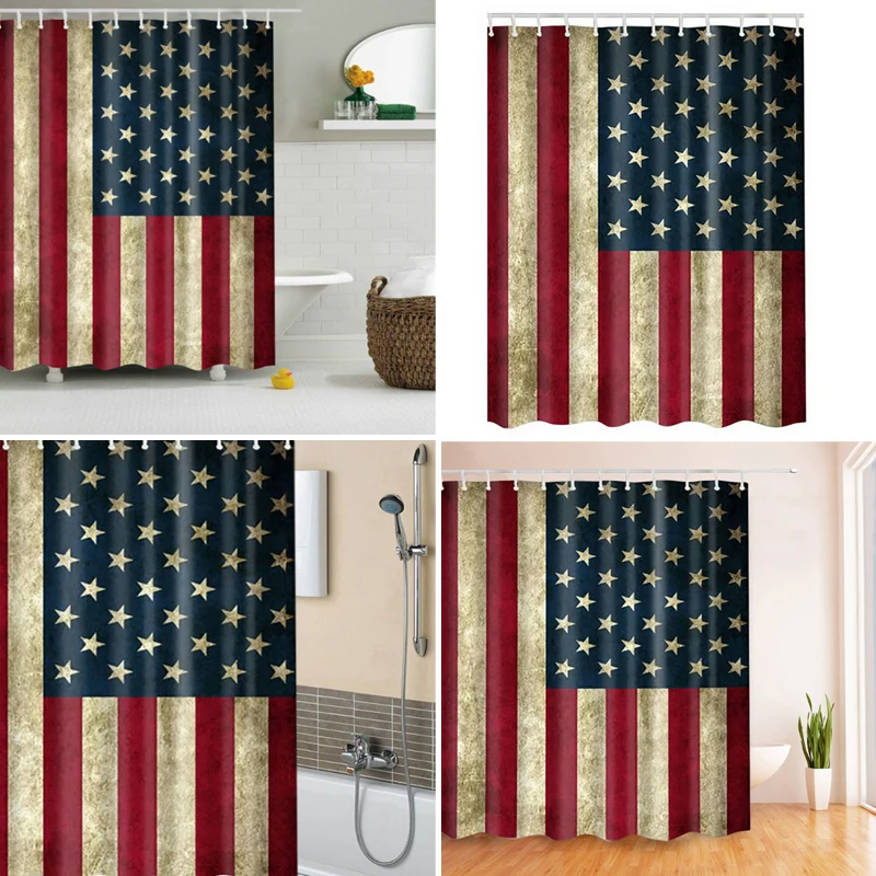 Amerikanische Flagge Duschvorhang Strand Polyester Stoff Rideau ... Amerikanische Flagge Duschvorhang Strand Polyester Stoff Rideau ...
