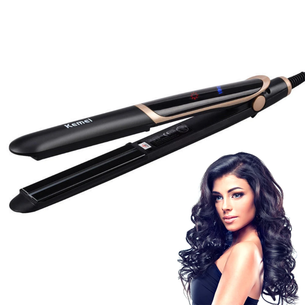 

2 In 1 Infrared Flat Curling Iron Hair Straightener Curler Dual-use Professional Ceramic Pear Flower Styling Hair Curling Wand
