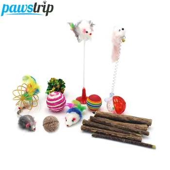 

pawstrip 11 Various Interactive Cat Toys False Mouse Feather Catnip Ball Playing Funny Pet Toy For Cats
