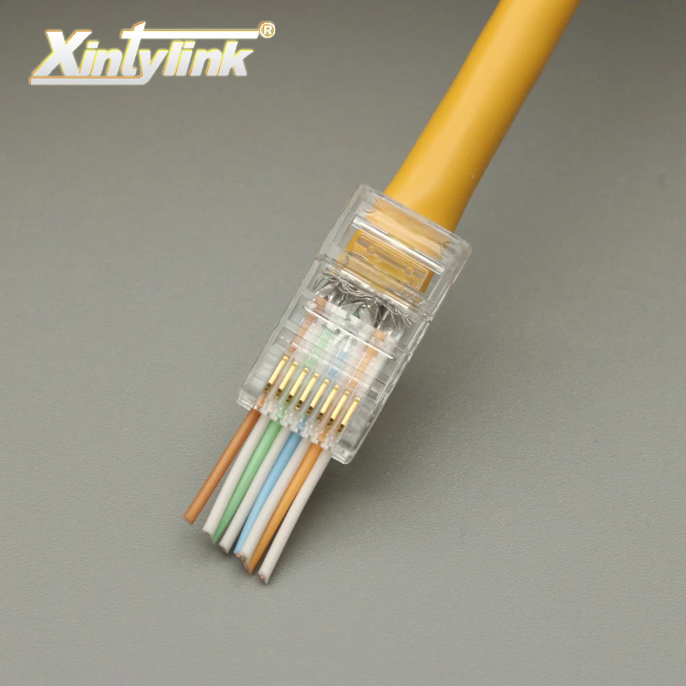 xintylink 100pcs EZ rj45 connector rj45 plug cat5 cat5e network connector 8P8C unshielded male utp ethernet modular terminals xintylink 50pcs rj45 connector rj45 plug cat6 network connector gold plated utp male 8p8c unshielded ethernet connector load bar