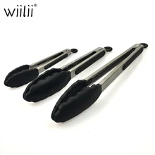 Wiilii Silicone BBQ Food Clip Tongs Three-piece suit High Temperature Resistant Multifunction Bread Accessories Kitchen Tool