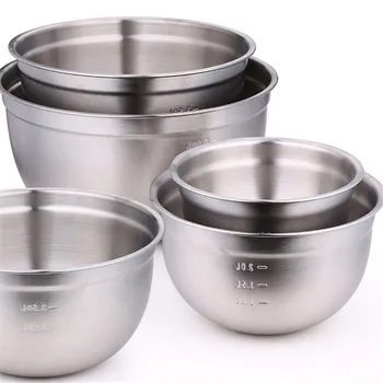

Quality Stainless Steel Basin Multifunction Containing Mark Capacity Deepening Stir Egg Baking Salad Soup Condiment Bowl Buckets