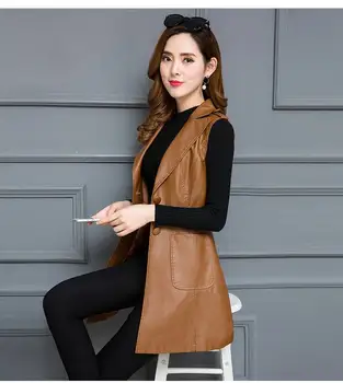 

Leather Vest Female 2020 Spring And Autumn New Fashion Casual PU Leather Jacket Women Ladies Coats Plus Size 4XL Woman