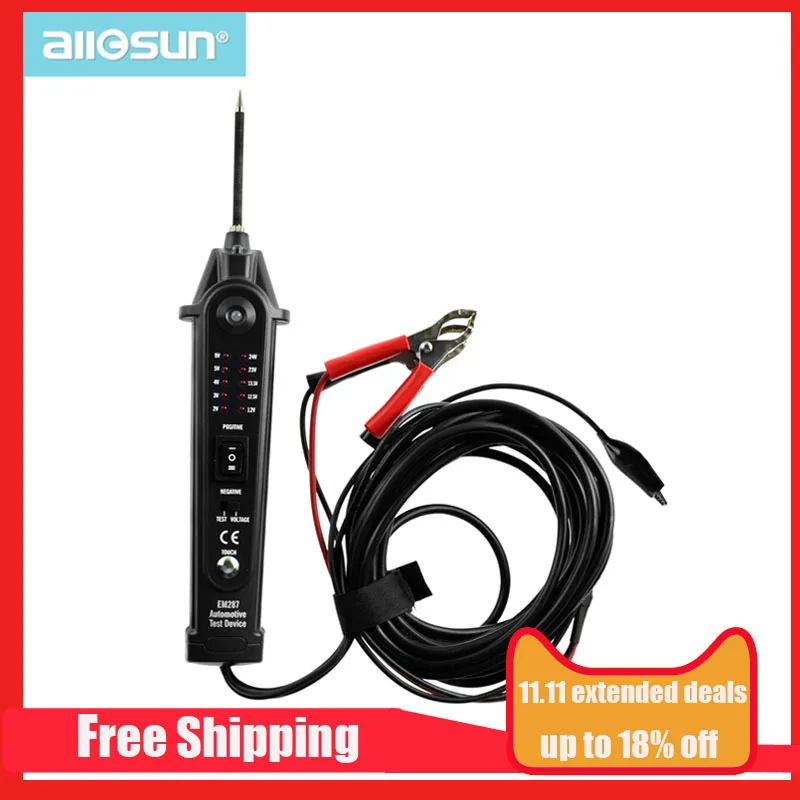 Automotive Circuit Tester Electrical System Voltmeter Car Electric Portable Pen Probe Vehicle Diagnostic Tool All-Sun EM287 Automotive Circuit Tester Electrical System Voltmeter Car Electric Portable Pen Probe Vehicle Diagnostic Tool All-Sun EM287