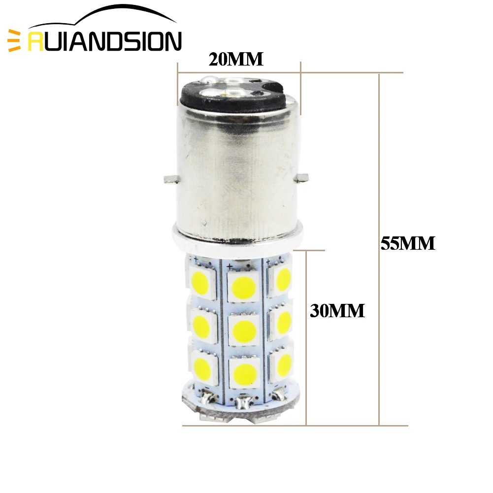 BA20D H6 биксенон Hi/Lo фонарь для мотоцикла противотуманный свет белый DC6V 12V DRL 27smd 5050 светодиодный мопед для квадроцикла белый 1 шт
