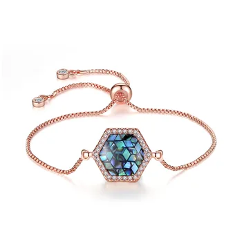 

Charms Vintage European Style Exquisite Hexagon Bracelets Reflective Stone With Micro pave Zircon Jewelry For Women