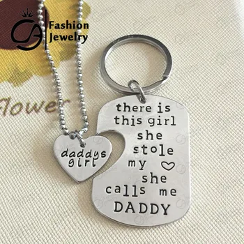 

There is this girl she calls me daddy Heart Father's day Dog Tag Daddy's Girl Heart Key Chains Christmas Gift Jewelry #LN1079-K