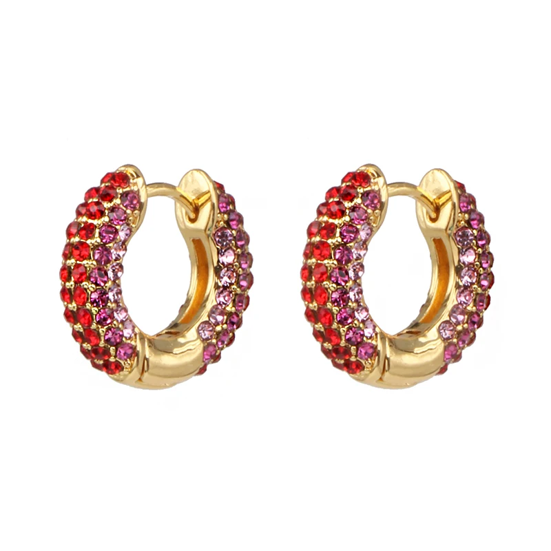 FASHIONSNOOPS Hot Cute Statement Crystal Earrings For Women Girl Party Earring Jewelry Gift HOOPS EARRINGS - Окраска металла: 513-RD