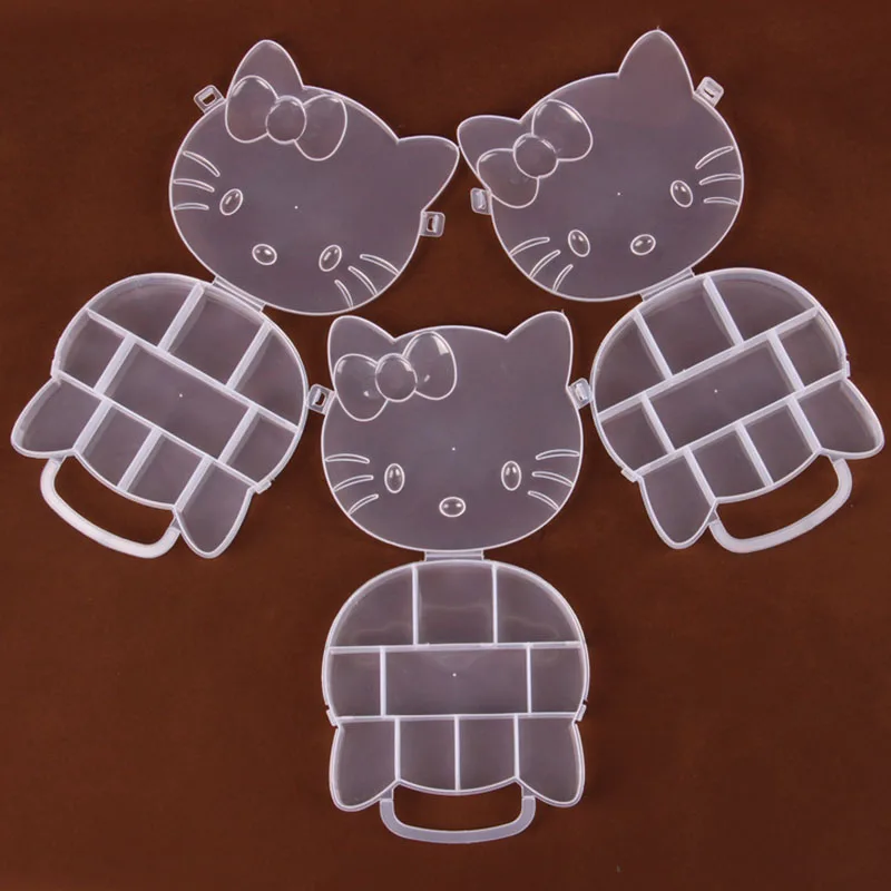 Пластик рисунок «hello kitty» Jewelry цепочки и ожерелья прозрачная коробка для хранения Чехол держатель Ремесло Организатор розовый ясно