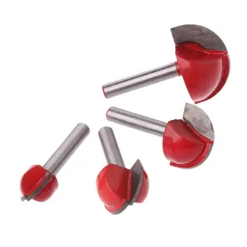 

4PCS/SET 6MM Shank Solid Carbide Round Nose Bits Cove Core Box Router Bit Shaker Cutter for Woodworking CNC Engraving Tools