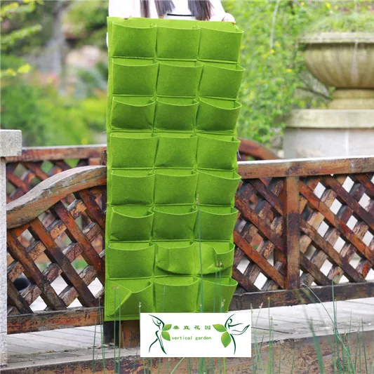 24 pocket Free Shipping new Felt Wall Grow Bag Green Garden Bag Hanging