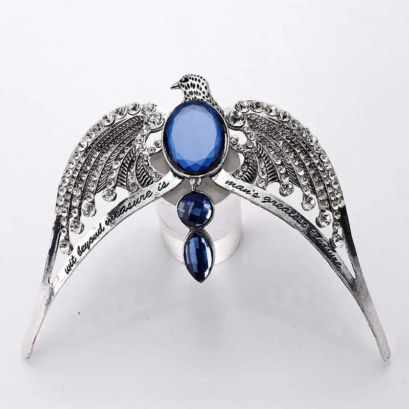 

Bridal Hairbands Ravenclaw Lose Crown Horcrux Antique Silver Eagle Blue Crystal Headbands Wedding Hair Accessories
