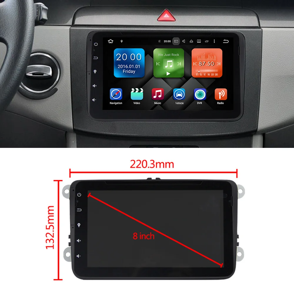 Eunavi 2 din 8 ''Android 9,0 Восьмиядерный автомобильный dvd-плеер gps Navi для VW Golf MK6 5 Polo Jetta Tiguan Passat B6 5 CC Skoda Touran