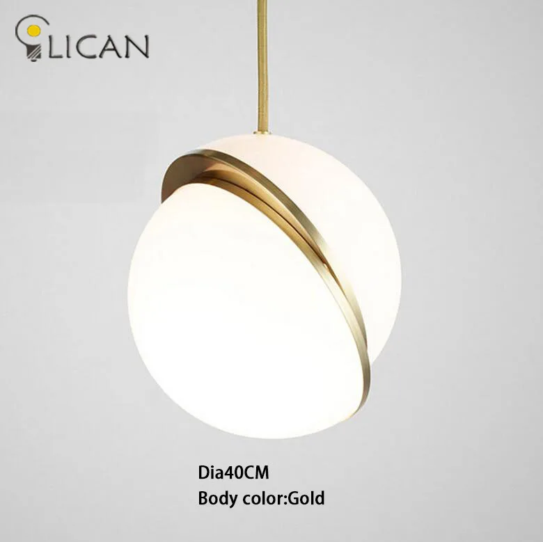 LICAN Denmark designs round balls Pendant Lights Creative Round Moon Brass Suspension Pendant lamp for Dining room Living room - Цвет корпуса: Dia40CM