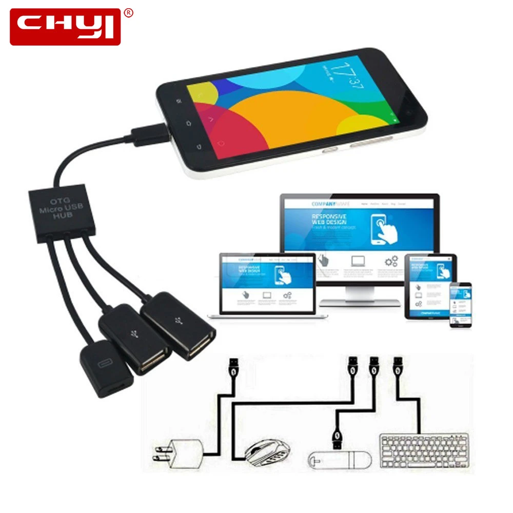 CHYI OTG к многопортовому Usb 2,0 концентратор Micro Usb разветвитель комбинированный Hab адаптер для Android смартфонов мини аксессуары для компьютера ПК